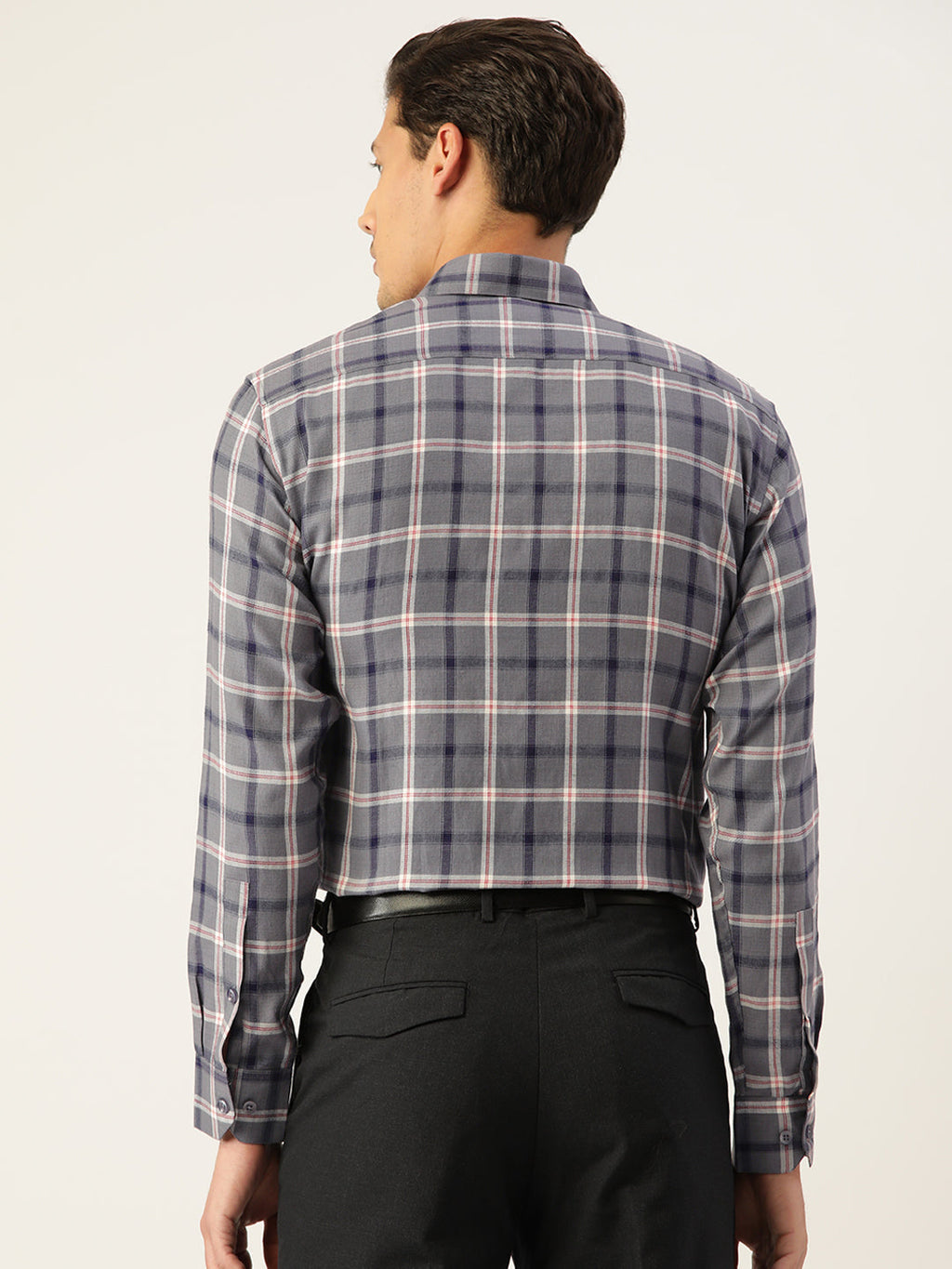 Jainish Men's Cotton Checked Formal Shirts ( SF 803Grey ) | Grocsy