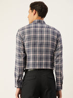 Jainish Men's Cotton Checked Formal Shirts ( SF 803Grey ) | Grocsy