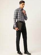 Jainish Men's Cotton Checked Formal Shirts ( SF 803Grey ) | Grocsy