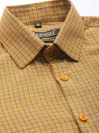 Jainish Men's Cotton Checked Formal Shirts ( SF 804Mustard ) | Grocsy