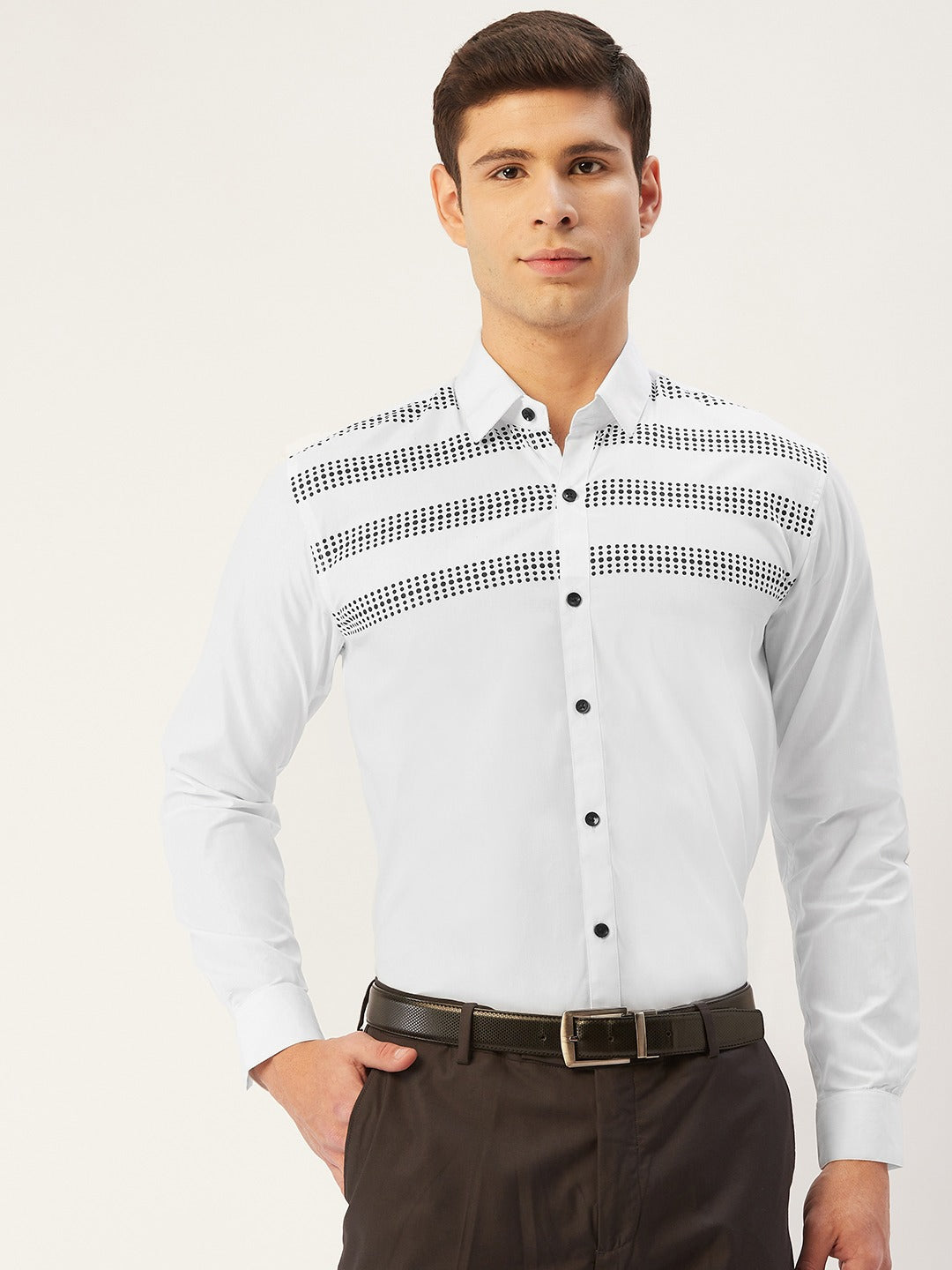 Jainish Men's Cotton Printed Formal Shirts ( SF 805White ) | Grocsy