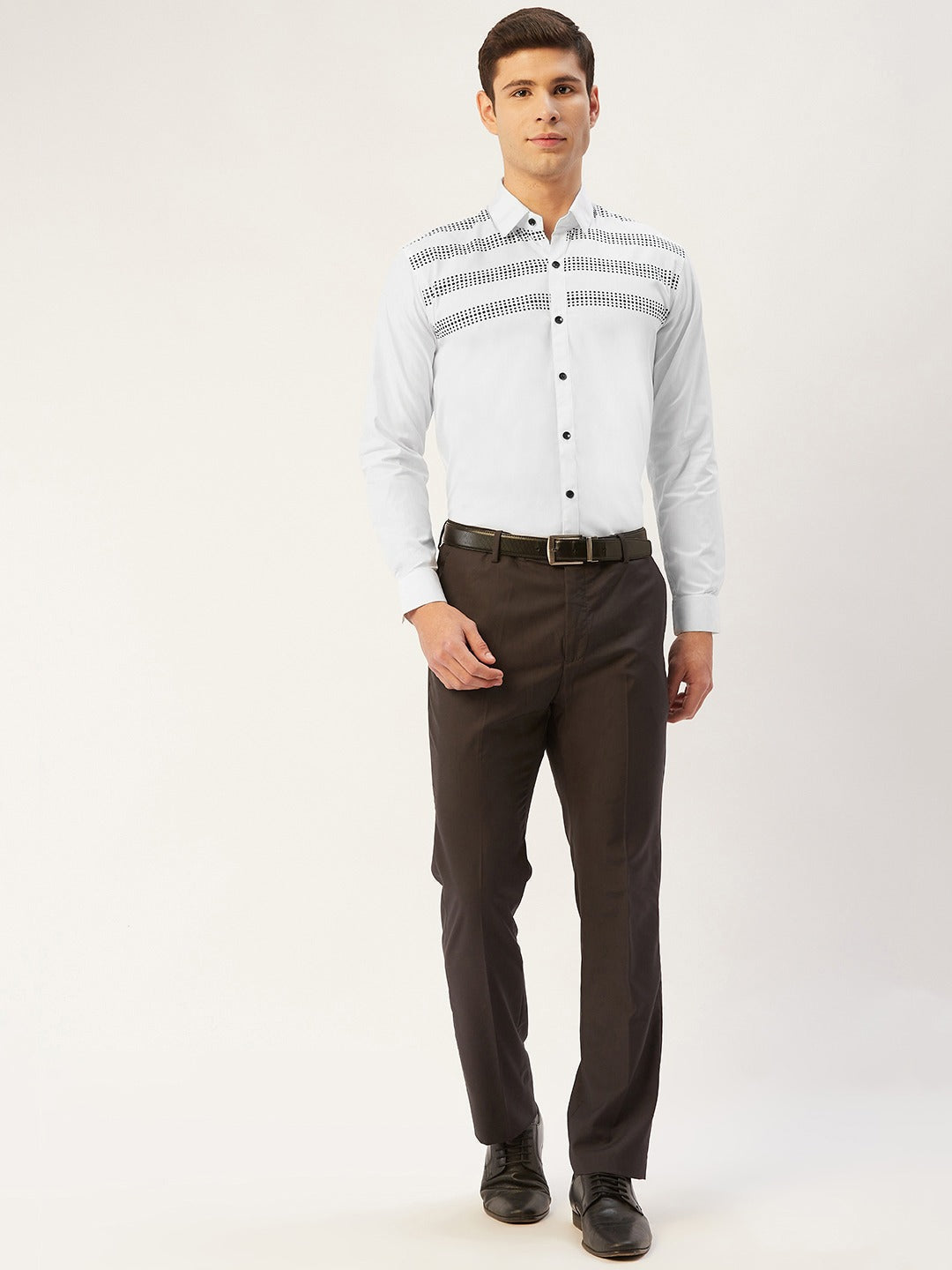Jainish Men's Cotton Printed Formal Shirts ( SF 805White ) | Grocsy