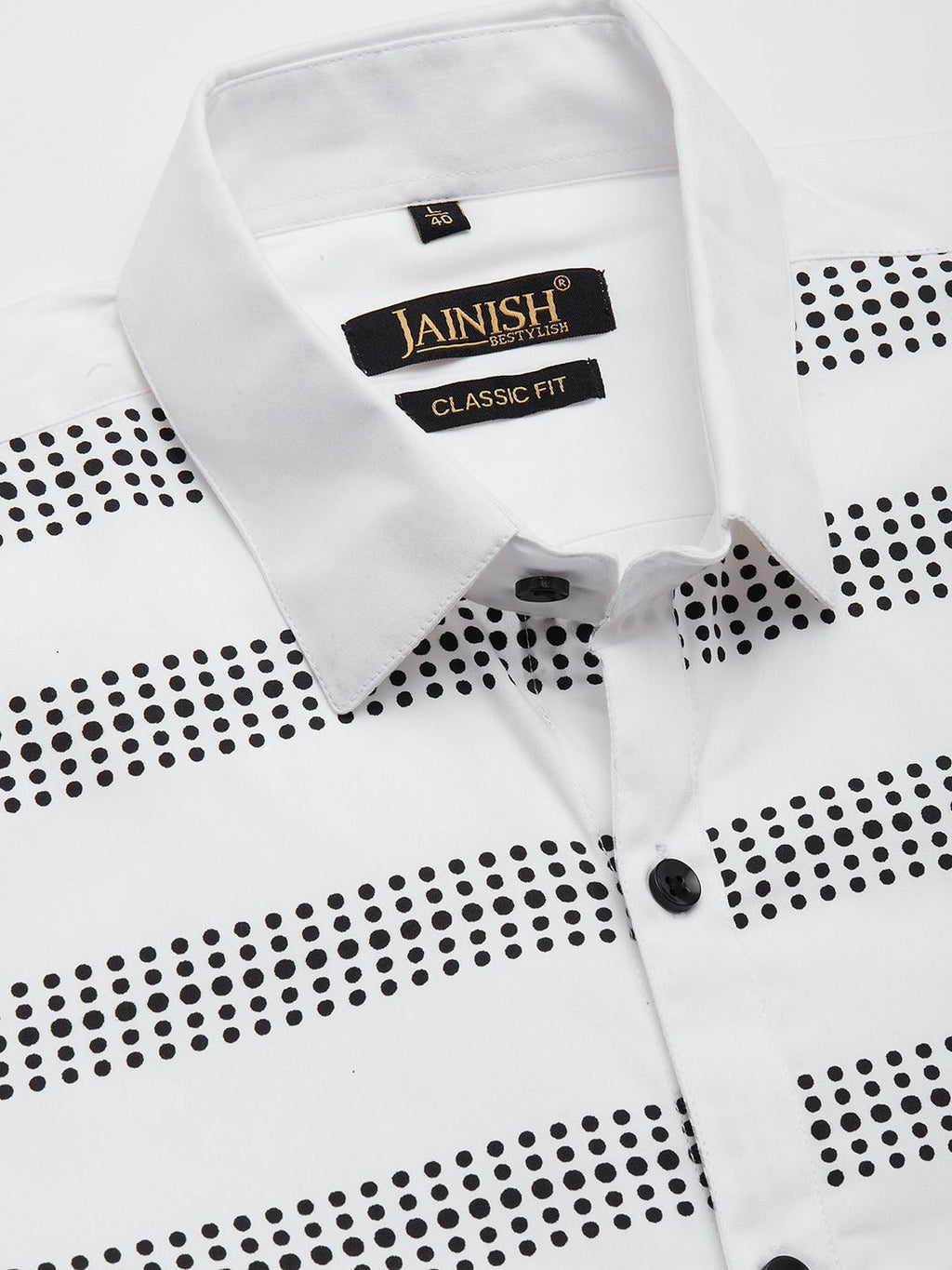 Jainish Men's Cotton Printed Formal Shirts ( SF 805White ) | Grocsy