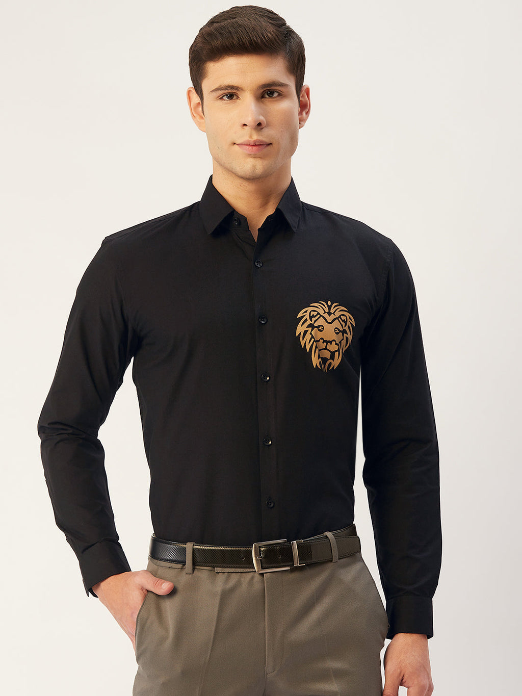 Jainish Men's Cotton Printed Formal Shirts ( SF 806Black ) | Grocsy