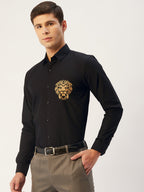 Jainish Men's Cotton Printed Formal Shirts ( SF 806Black ) | Grocsy