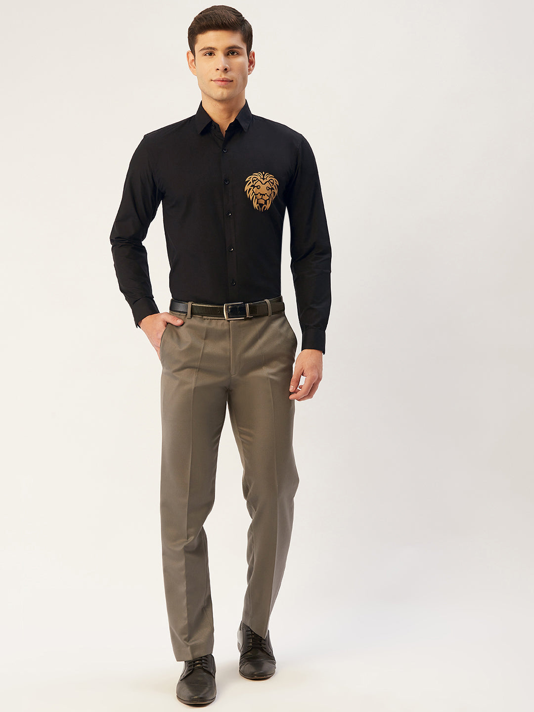 Jainish Men's Cotton Printed Formal Shirts ( SF 806Black ) | Grocsy