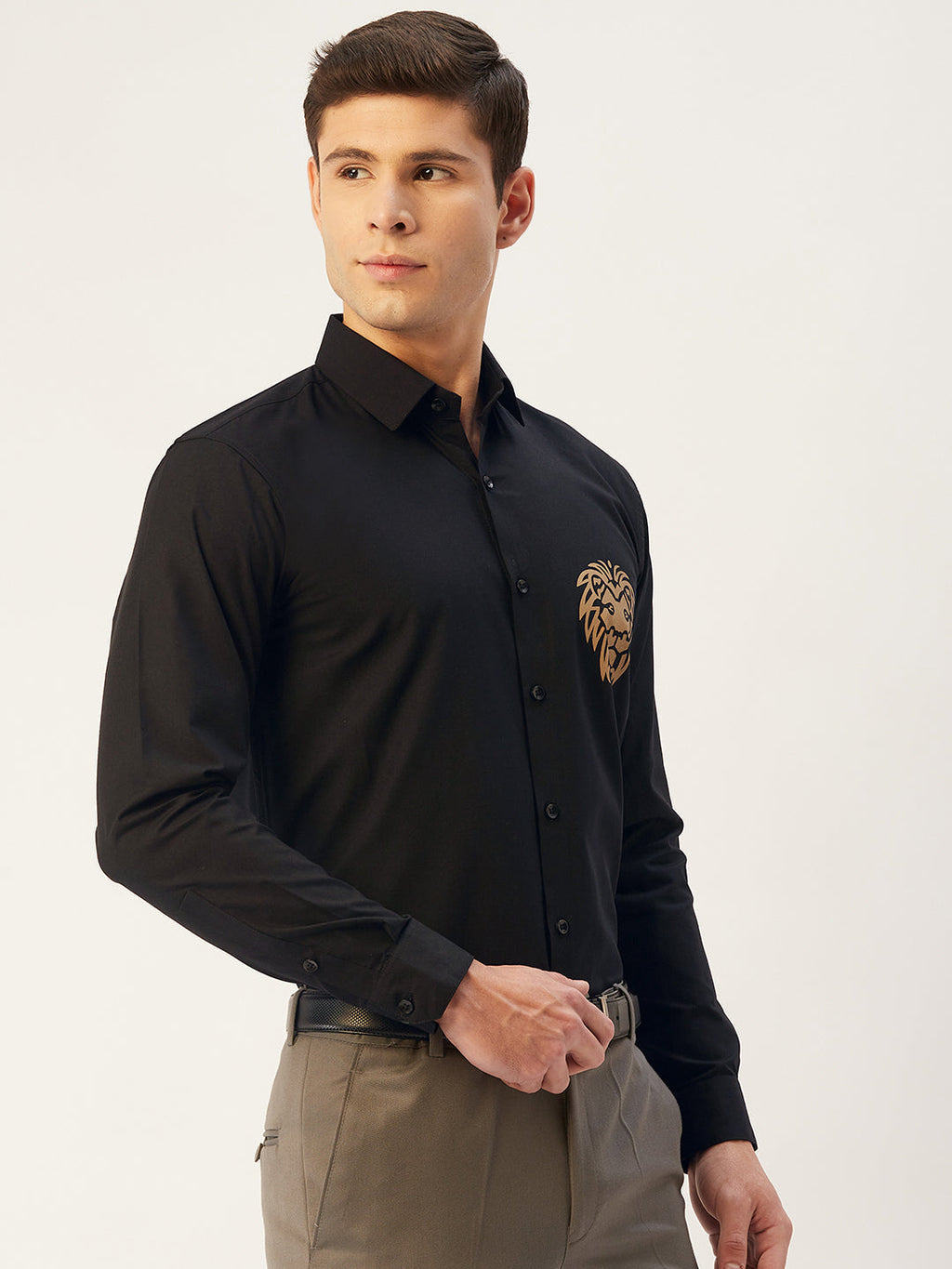 Jainish Men's Cotton Printed Formal Shirts ( SF 806Black ) | Grocsy