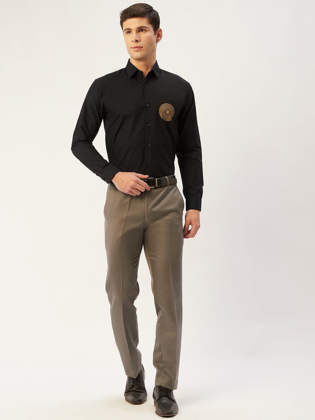 Jainish Men's Cotton Printed Formal Shirts ( SF 807Black ) | Grocsy