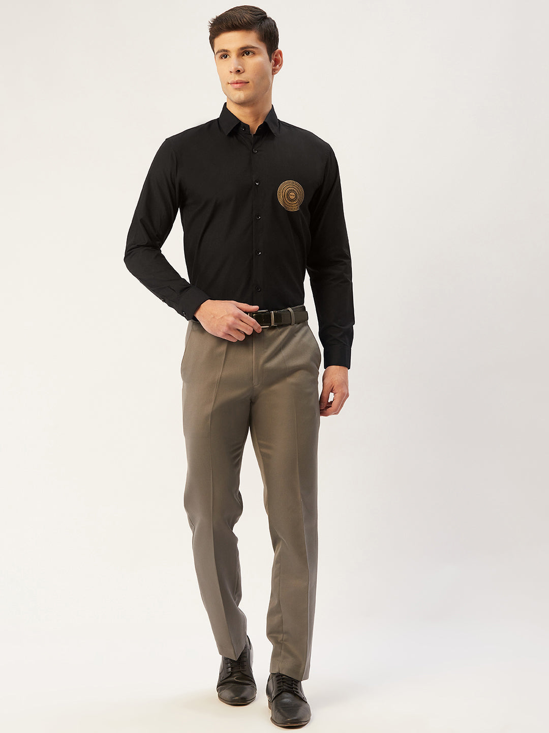 Jainish Men's Cotton Printed Formal Shirts ( SF 807Black ) | Grocsy