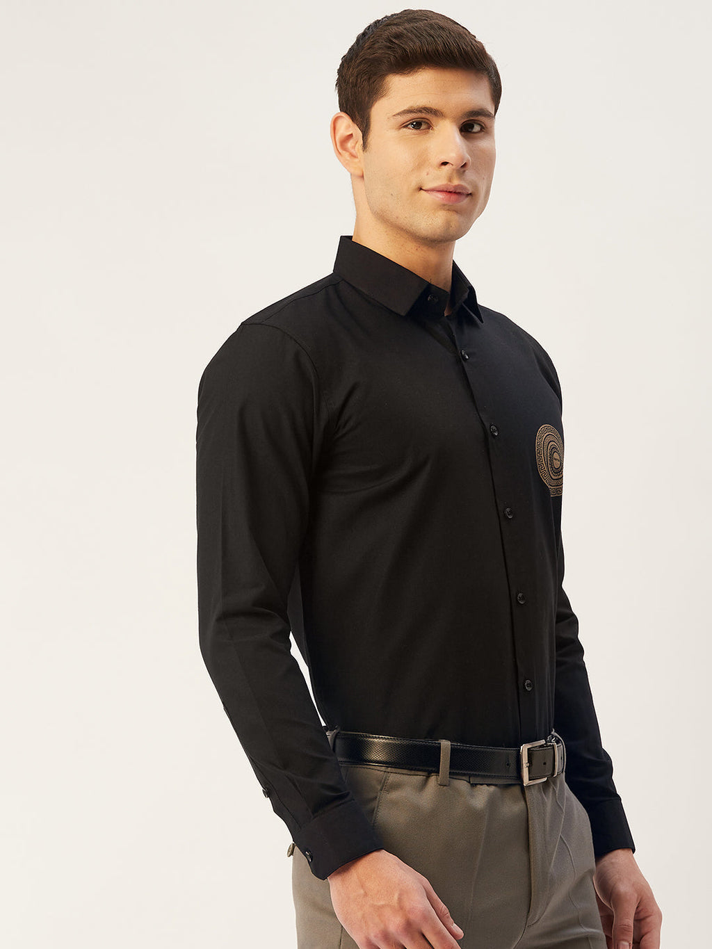 Jainish Men's Cotton Printed Formal Shirts ( SF 807Black ) | Grocsy