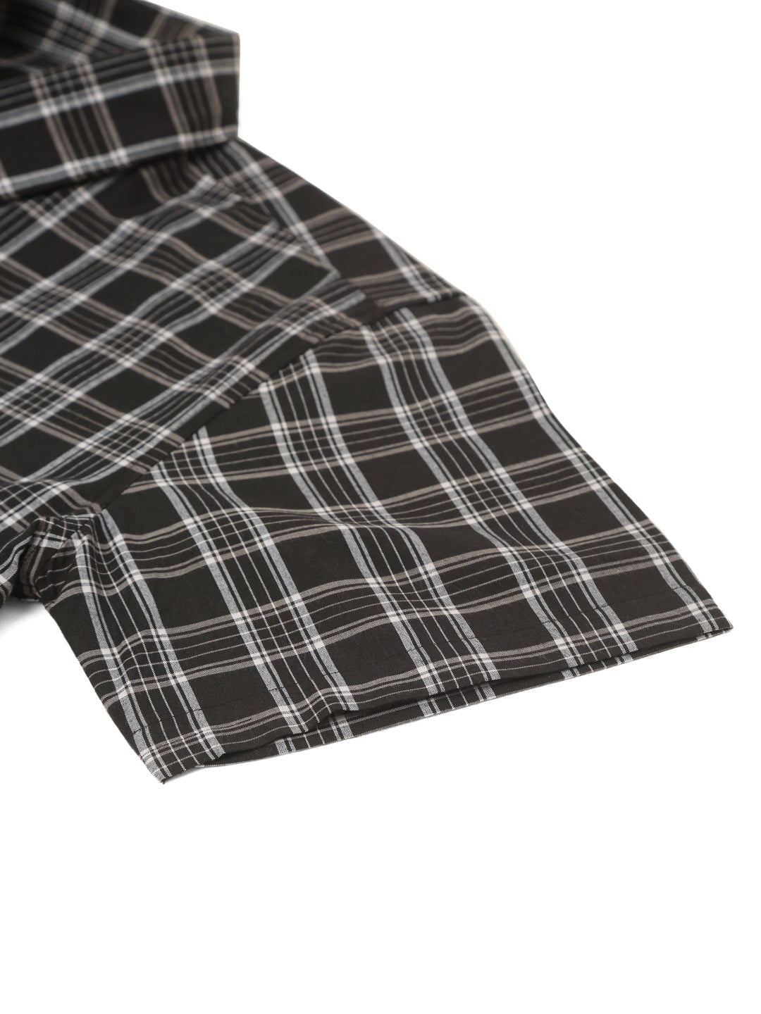 Jainish Men's Cotton Checked Half Sleeve Formal Shirts ( SF 808Black ) | Grocsy