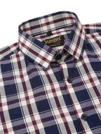 Jainish Men's Cotton Checked Half Sleeve Formal Shirts ( SF 808Navy ) | Grocsy