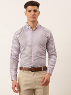 Jainish Men's Cotton Checked Button Down Collar Formal Shirts ( SF 809Light-Purple ) | Grocsy