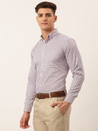 Jainish Men's Cotton Checked Button Down Collar Formal Shirts ( SF 809Light-Purple ) | Grocsy