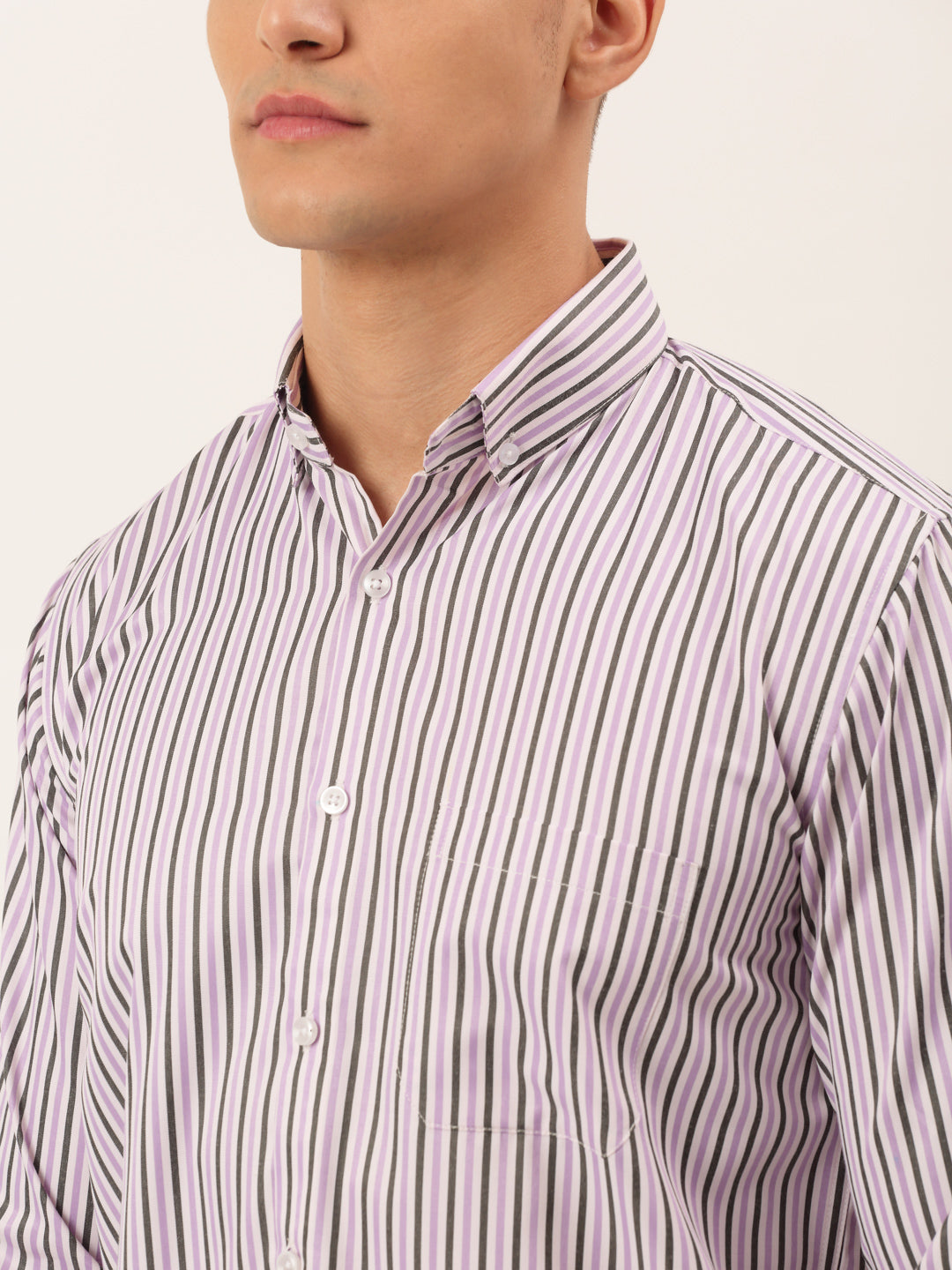 Jainish Men's Cotton Checked Button Down Collar Formal Shirts ( SF 809Light-Purple ) | Grocsy