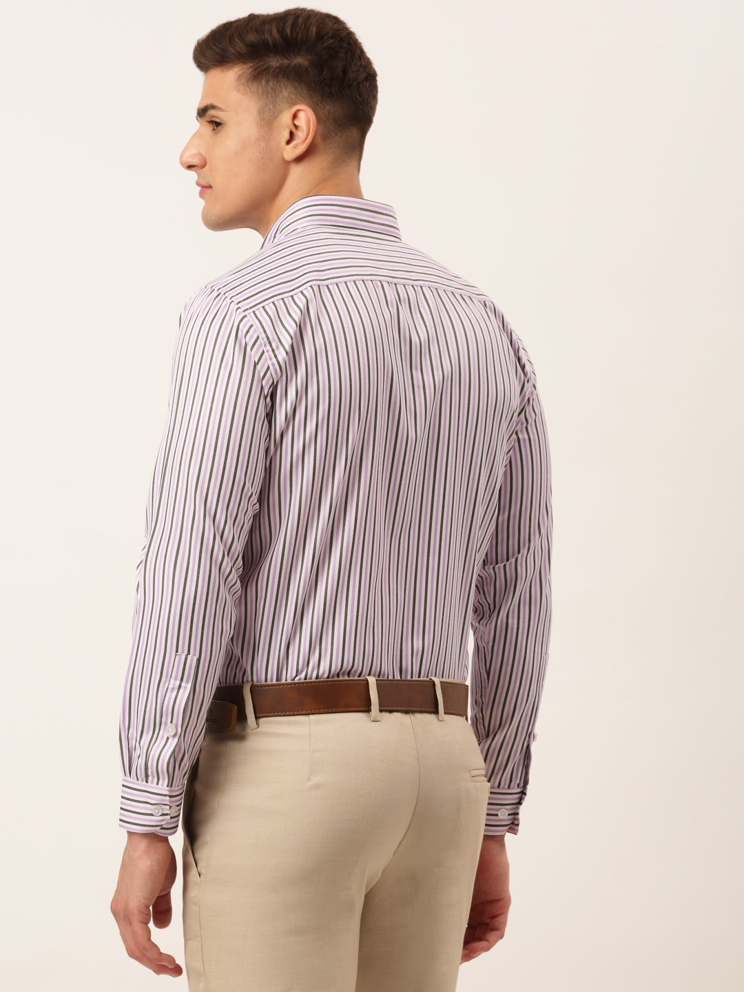 Jainish Men's Cotton Checked Button Down Collar Formal Shirts ( SF 809Light-Purple ) | Grocsy