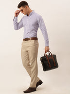 Jainish Men's Cotton Checked Button Down Collar Formal Shirts ( SF 809Voilet ) | Grocsy