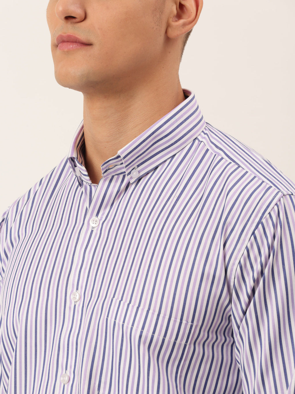 Jainish Men's Cotton Checked Button Down Collar Formal Shirts ( SF 809Voilet ) | Grocsy