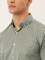 Jainish Men's Cotton Checked Button Down Collar Formal Shirts ( SF 810Black ) | Grocsy