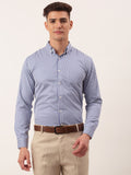 Jainish Men's Cotton Checked Button Down Collar Formal Shirts ( SF 810Blue ) | Grocsy
