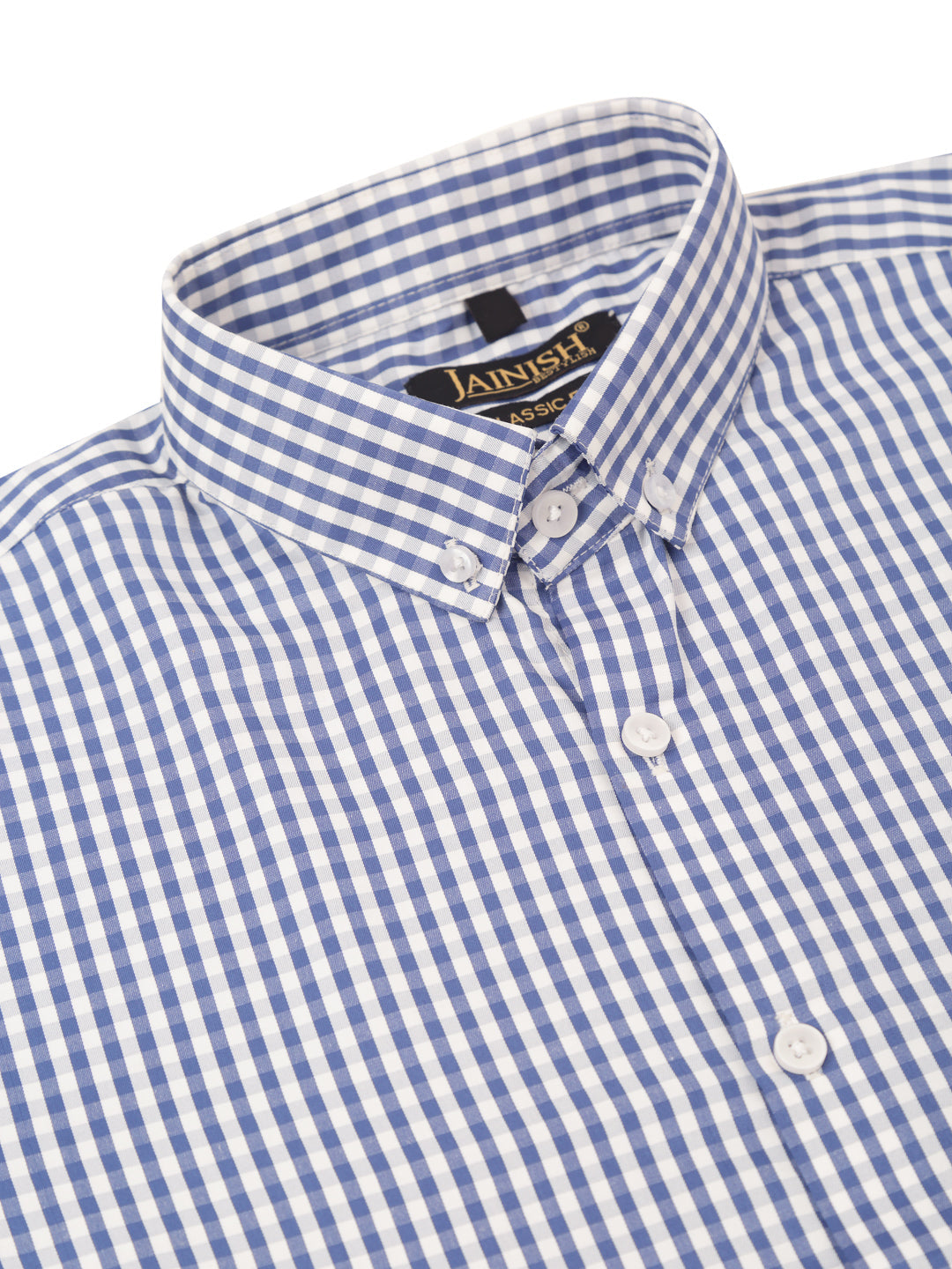 Jainish Men's Cotton Checked Button Down Collar Formal Shirts ( SF 810Blue ) | Grocsy
