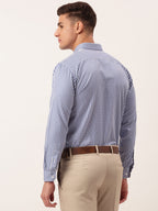 Jainish Men's Cotton Checked Button Down Collar Formal Shirts ( SF 810Blue ) | Grocsy