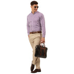 Jainish Men's Cotton Checked Button Down Collar Formal Shirts ( SF 810Purple ) | Grocsy