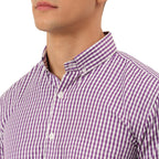 Jainish Men's Cotton Checked Button Down Collar Formal Shirts ( SF 810Purple ) | Grocsy