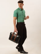 Jainish Men's Cotton Solid Half Sleeve Formal Shirts ( SF 811Green ) | Grocsy