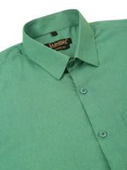 Jainish Men's Cotton Solid Half Sleeve Formal Shirts ( SF 811Green ) | Grocsy