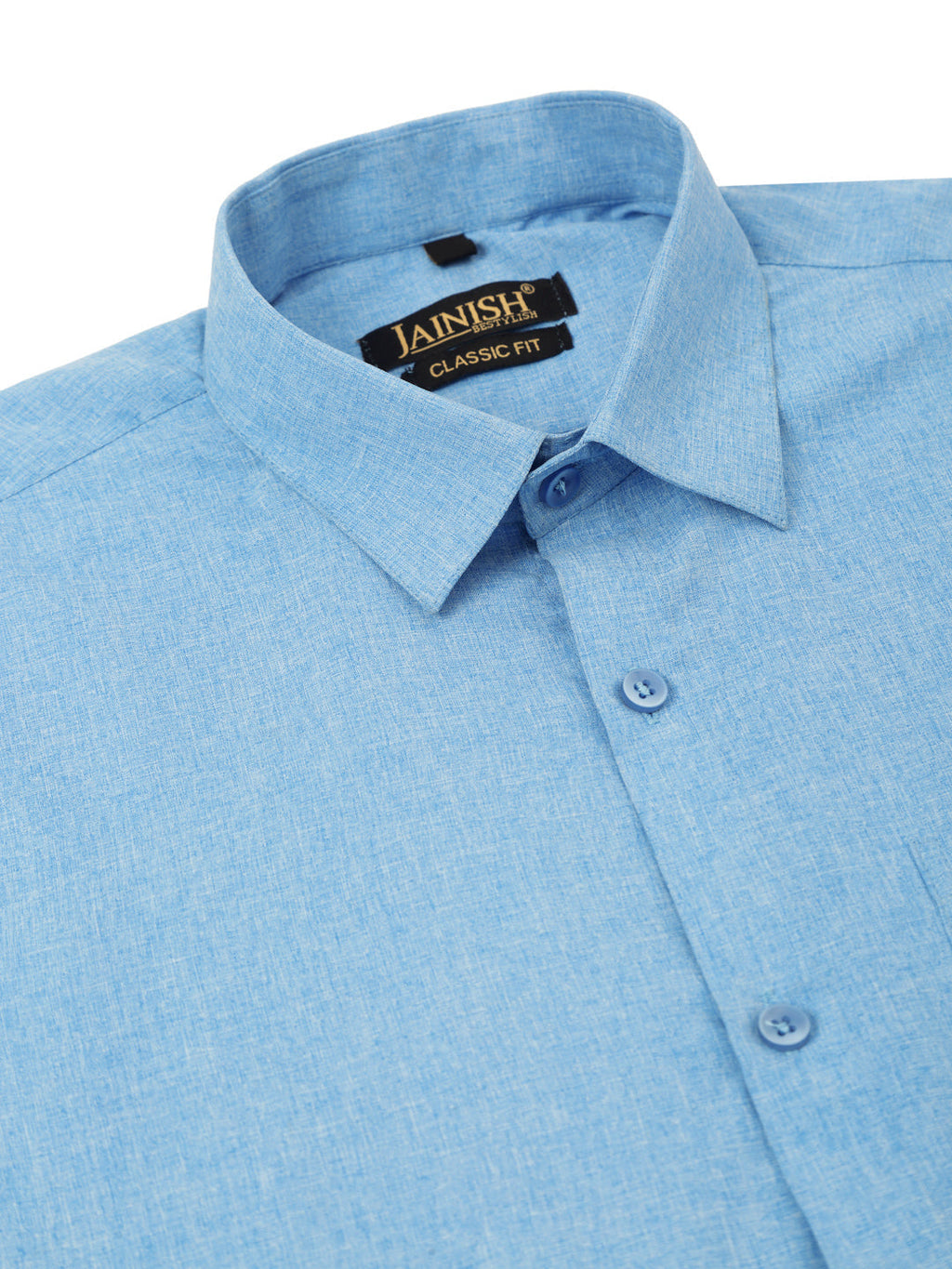 Jainish Men's Cotton Solid Half Sleeve Formal Shirts ( SF 811Light-Blue ) | Grocsy