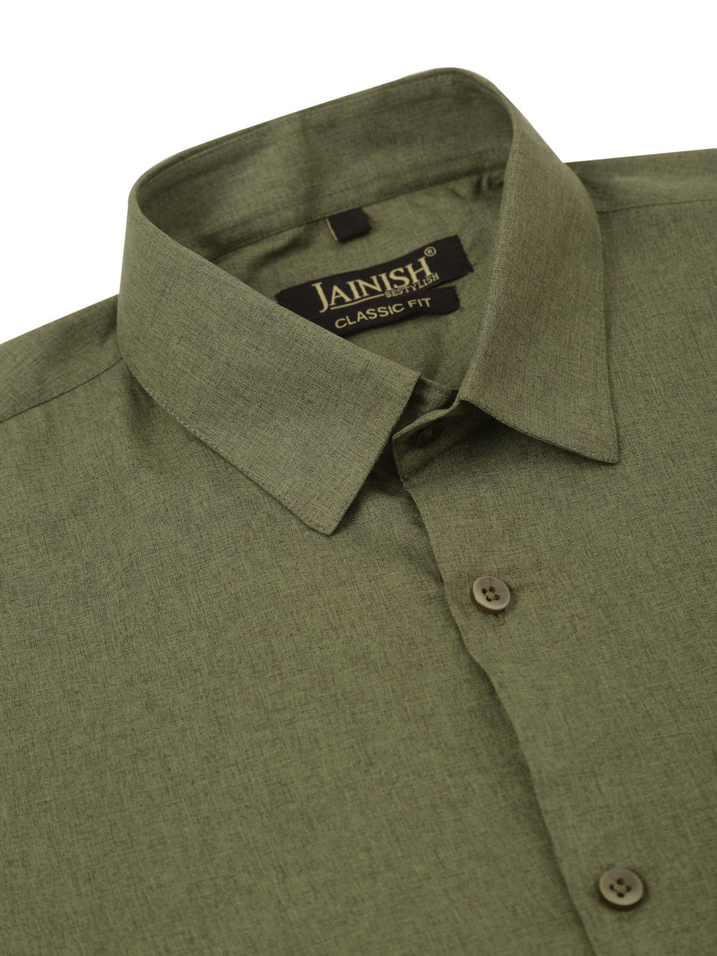 Jainish Men's Cotton Solid Half Sleeve Formal Shirts ( SF 811Olive ) | Grocsy