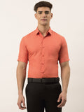 Jainish Men's Cotton Solid Half Sleeve Formal Shirts ( SF 811Peach ) | Grocsy