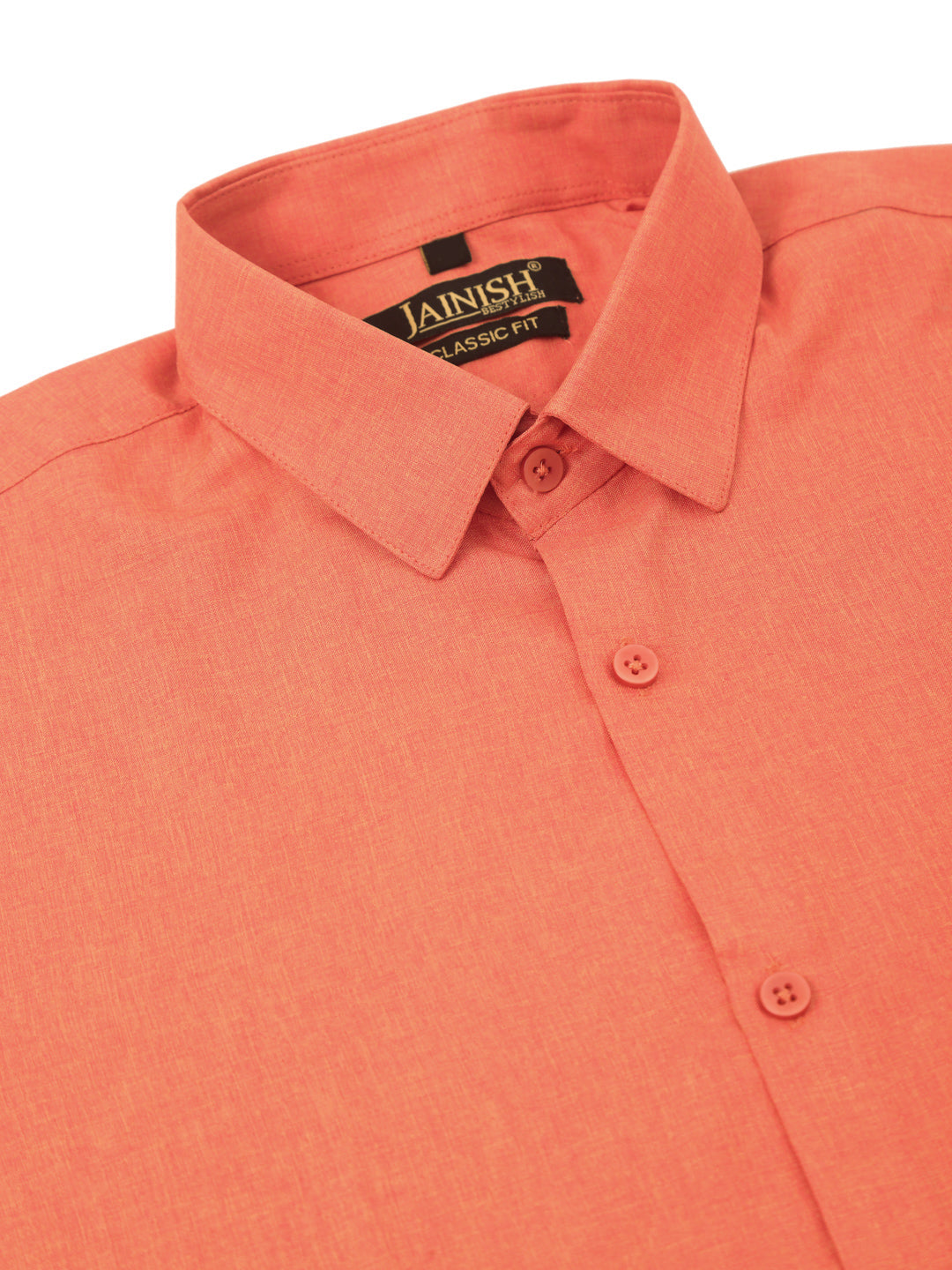 Jainish Men's Cotton Solid Half Sleeve Formal Shirts ( SF 811Peach ) | Grocsy