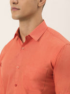 Jainish Men's Cotton Solid Half Sleeve Formal Shirts ( SF 811Peach ) | Grocsy
