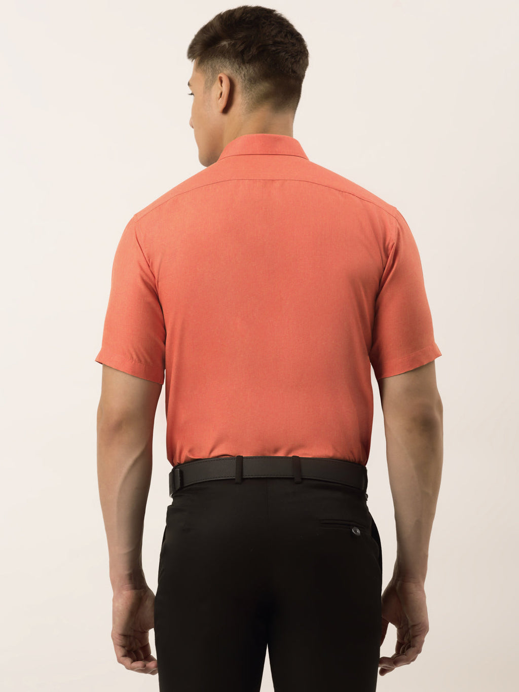 Jainish Men's Cotton Solid Half Sleeve Formal Shirts ( SF 811Peach ) | Grocsy