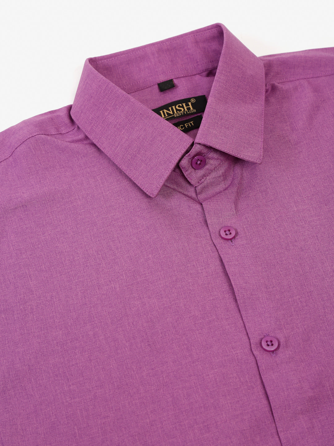 Jainish Men's Cotton Solid Half Sleeves Formal Shirt - Purple | Grocsy