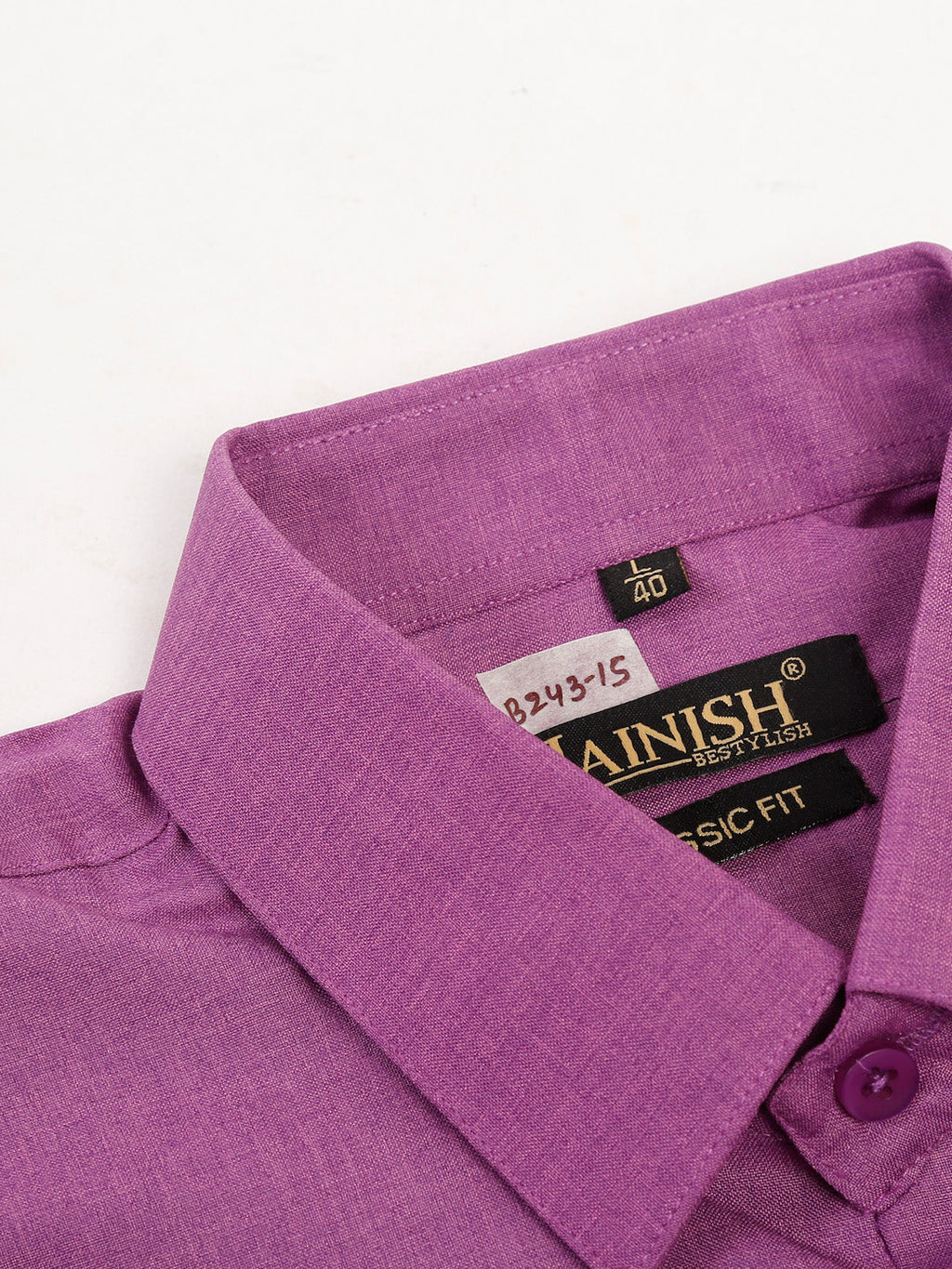 Jainish Men's Cotton Solid Half Sleeves Formal Shirt - Purple | Grocsy