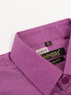 Jainish Men's Cotton Solid Half Sleeves Formal Shirt - Purple | Grocsy