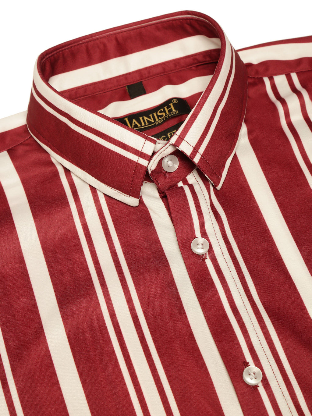 Jainish Men's Lycra Striped Half Sleeve Formal Shirts ( SF 812Maroon ) | Grocsy