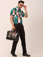 Jainish Men's Lycra Printed Half Sleeve Formal Shirts ( SF 814Green ) | Grocsy