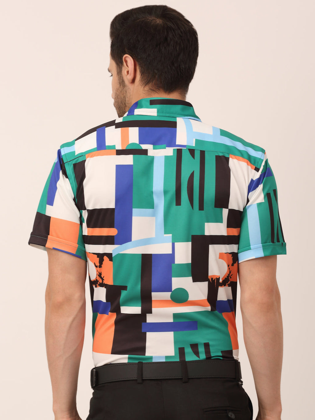 Jainish Men's Lycra Printed Half Sleeve Formal Shirts ( SF 814Green ) | Grocsy