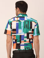 Jainish Men's Lycra Printed Half Sleeve Formal Shirts ( SF 814Green ) | Grocsy