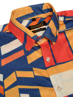 Jainish Men's Lycra Printed Half Sleeve Formal Shirts ( SF 814Navy ) | Grocsy