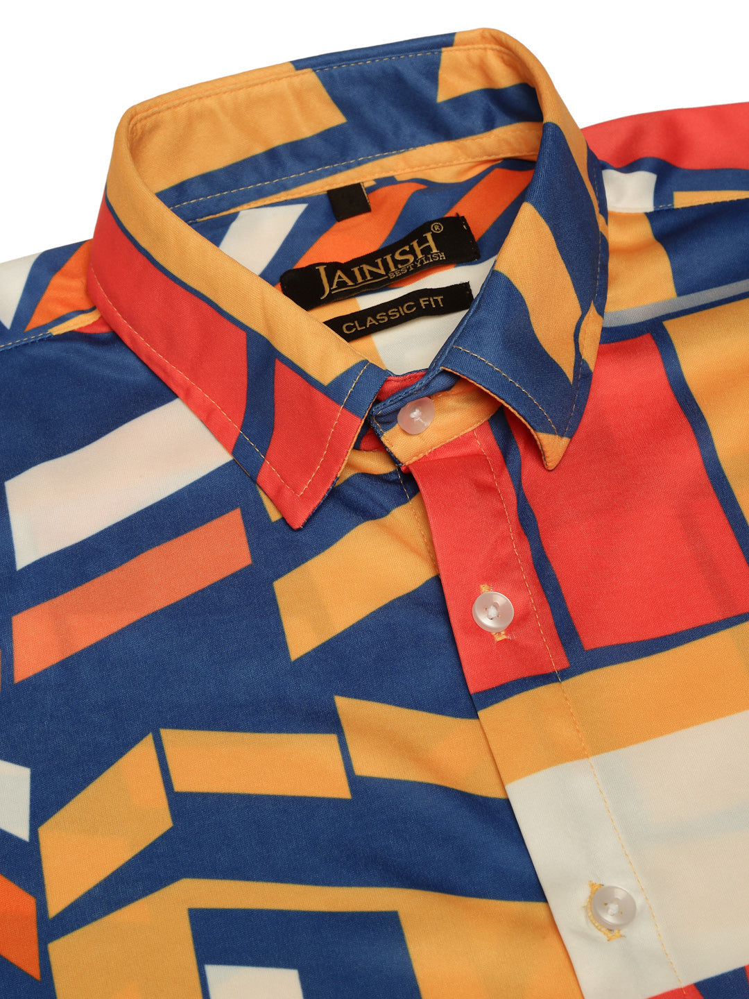 Jainish Men's Lycra Printed Half Sleeve Formal Shirts ( SF 814Navy ) | Grocsy