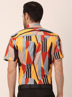 Jainish Men's Lycra Printed Half Sleeve Formal Shirts ( SF 814Yellow ) | Grocsy