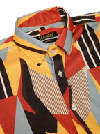 Jainish Men's Lycra Printed Half Sleeve Formal Shirts ( SF 814Yellow ) | Grocsy