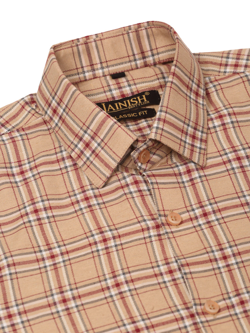 Jainish Men's Cotton Checked Half Sleeve Formal Shirts ( SF 815Brown ) | Grocsy