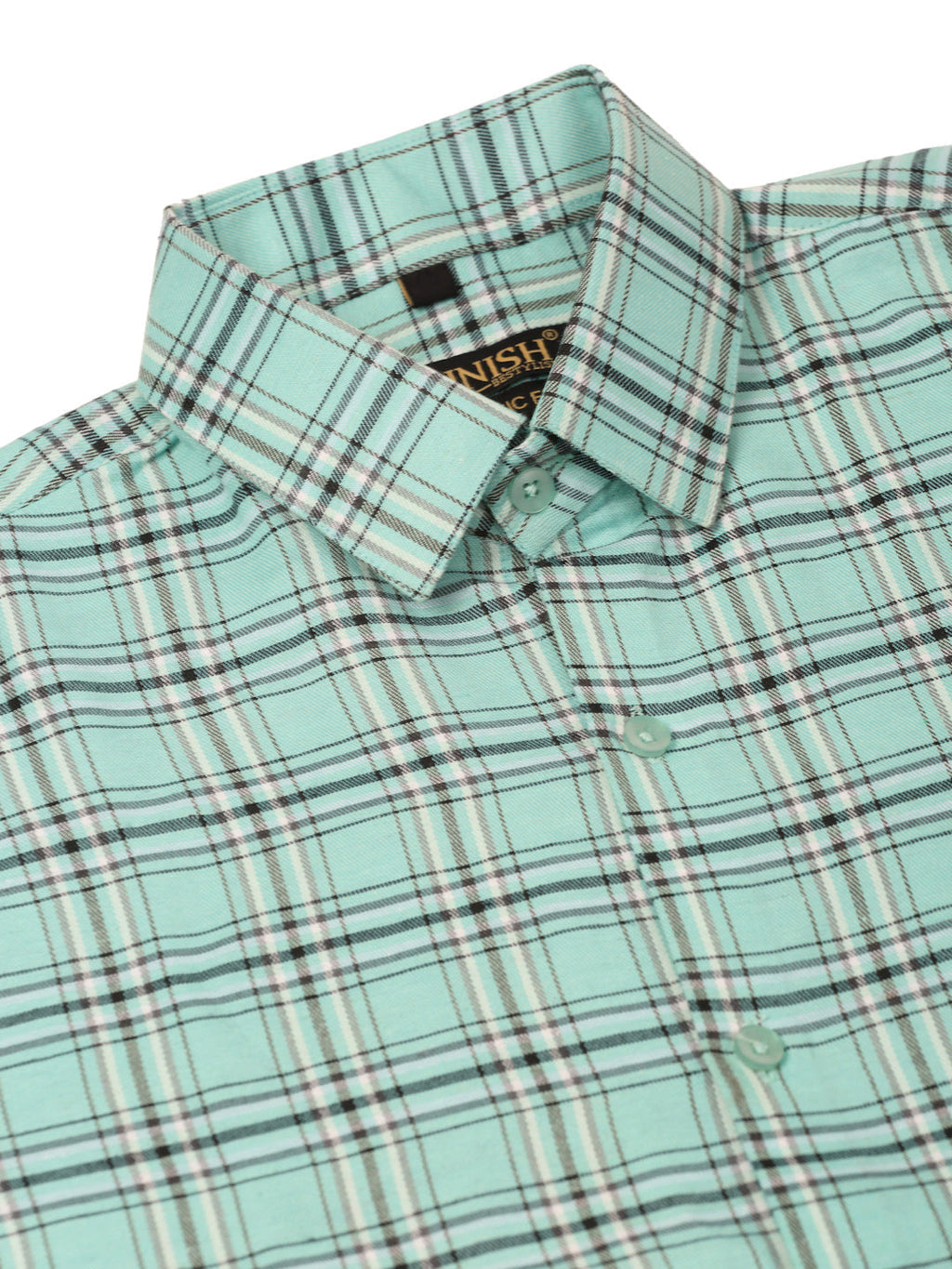 Jainish Men's Cotton Checked Half Sleeve Formal Shirts ( SF 815Green ) | Grocsy