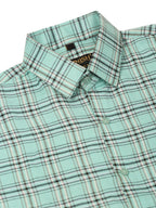 Jainish Men's Cotton Checked Half Sleeve Formal Shirts ( SF 815Green ) | Grocsy